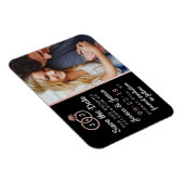 Chic Imitate Rose Gold Foil Monogram Wedding Rings Magnet (Rechte Seite)