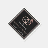Chic Imitate Rose Gold Foil Monogram Wedding Rings Serviette (Ecke)