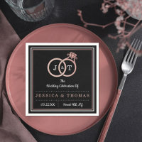 Chic Imitate Rose Gold Foil Monogram Wedding Rings