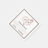 Chic Imitate Rose Gold Foil Monogram Wedding Rings Serviette (Ecke)