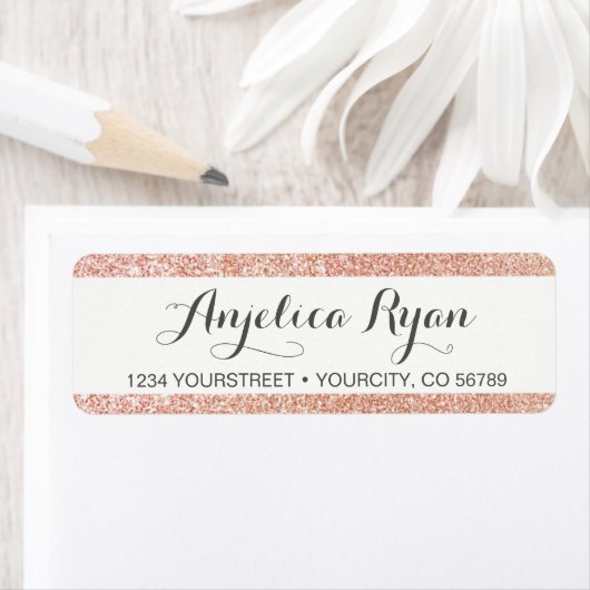 Chic Imitate Rose Gold Glitzer Rücksendeadresse (Insitu)