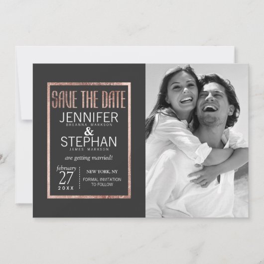 Chic Imitate Rose Gold Speichern Sie die Daten Save The Date (Vorderseite)
