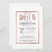 Chic Imitate Rose Gold Sweet 16 Einladungen (Vorne/Hinten)