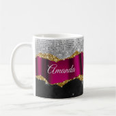 Chic Imitate silber Glitzer Fuchsia schwarze Monog Kaffeetasse (Links)