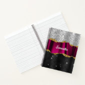 Chic Imitate silber Glitzer Fuchsia schwarze Monog Notizblock (Innenseite)