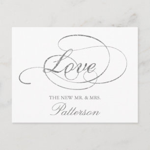 Chic Imitate Silver Foil Hochzeit Danke Vorlage Postkarte