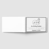Chic Imitate Silver Foil Monogram Wedding Rings Gästebuch (Voll)