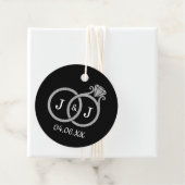Chic Imitate Silver Foil Monogram Wedding Rings Geschenkanhänger (Beispiel)