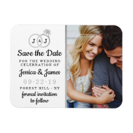 Chic Imitate Silver Foil Monogram Wedding Rings Magnet