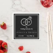Chic Imitate Silver Foil Monogram Wedding Rings Serviette (Beispiel)