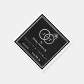 Chic Imitate Silver Foil Monogram Wedding Rings Serviette (Ecke)