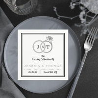 Chic Imitate Silver Foil Monogram Wedding Rings
