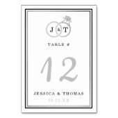 Chic Imitate Silver Foil Monogram Wedding Rings Tischnummer (Rückseite)