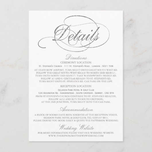 Chic Imitate Silver Foil Wedding Detail Vorlage (Vorderseite)
