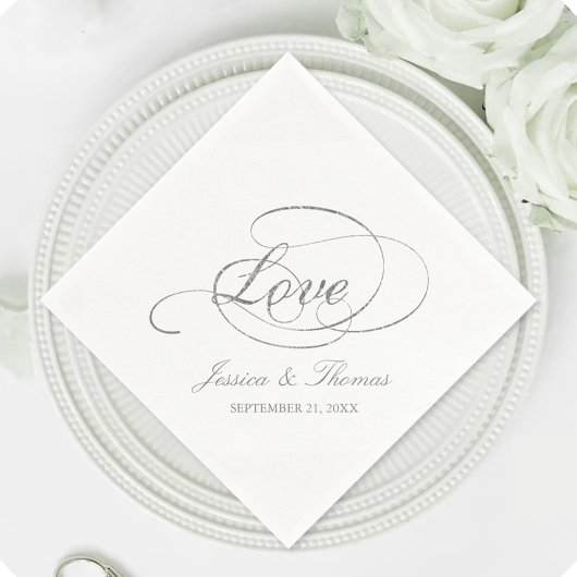 Chic Imitate Silver Foil Wedding Template Serviette