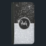 Chic Imitate Silver Glitzer Black Glitzer Monogram Geldbeutel Hülle Für Das Samsung Galaxy S5<br><div class="desc">Niedliche hübsche silberne Imitate Glitzer schwarzen Glitzer monogramm Gepäckanhänger. Schönes, modernes und cooles Cover für Mädchen, die klassische funkelnd Designs genießen. Zeigen Sie Ihren persönlichen Stil, sehen Sie modern, trendig und fühlen Sie sich stilvoll mit einem einzigartigen Design auf einem mobilen Gerät Zubehör oder passen Sie es über ein anderes...</div>