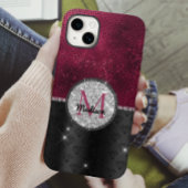 Chic Imitate Silver Glitzer Burgundy Black Monogra Case-Mate iPhone Hülle