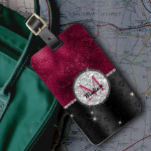 Chic Imitate Silver Glitzer Burgundy Black Monogra