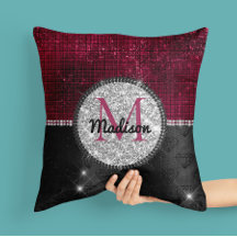 Chic Imitate Silver Glitzer Burgundy Black Monogra