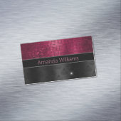 Chic Imitate Silver Glitzer Burgundy Black Monogra Magnetische Visitenkarte (Beispiel)