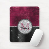 Chic Imitate Silver Glitzer Burgundy Black Monogra Mousepad (Mit Mouse)