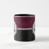 Chic Imitate Silver Glitzer Burgundy Black Monogra Tasse (Zentrum)