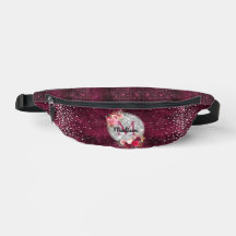 Chic Imitate Silver Glitzer Burgundy Floral Monogr