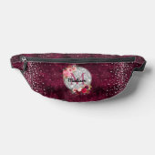 Chic Imitate Silver Glitzer Burgundy Floral Monogr Bauchtasche (Ablage )