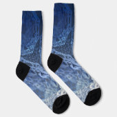 Chic Imitate Silver Navy Blue Ornamental Socken (Rechts)