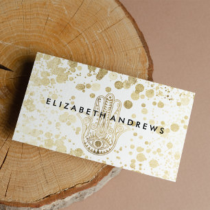 Chic-Imitatgoldconfetti hamsa Hand von Fatima Visitenkarte