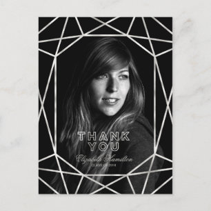 Chic Imitats Foil Silver Abschluss Danke Foto Postkarte