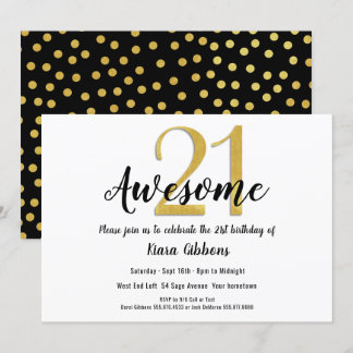 Chic Imitats Gold 21. Geburtstag Party Einladung