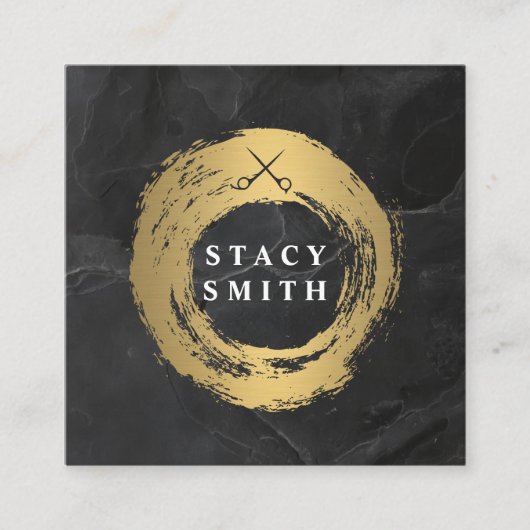Chic Imitats Gold Brushed | Marble Lux Quadratische Visitenkarte (Vorderseite)