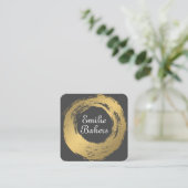 Chic Imitats Gold Brushed | Moderne Kunst Quadratische Visitenkarte (Stehend Vorderseite)