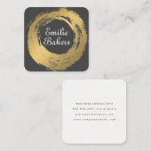 Chic Imitats Gold Brushed | Moderne Kunst Quadratische Visitenkarte (Vorne/Hinten)