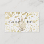 Chic Imitats gold confetti hamsa Hand von Fatima Visitenkarte (Vorderseite)