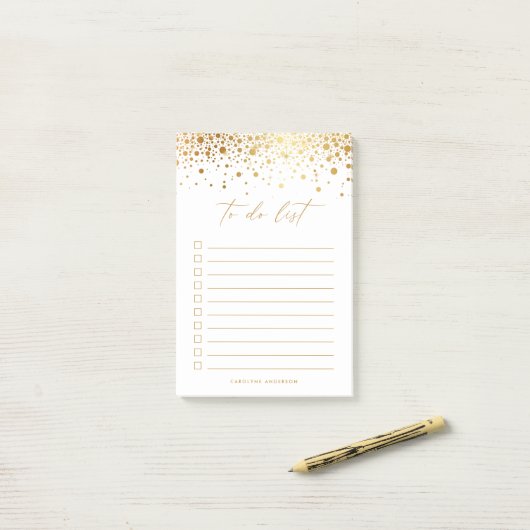 Chic Imitats Gold Foil Confetti Dots Personalisier Post-it Klebezettel (Auf Schreibtisch)