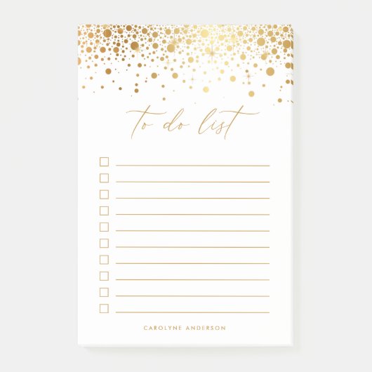 Chic Imitats Gold Foil Confetti Dots Personalisier Post-it Klebezettel (Vorderseite)