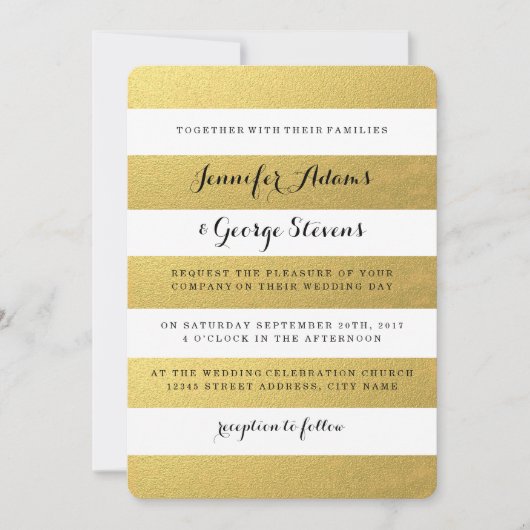 CHIC IMITATS GOLD FOIL STRIPES WEDERINVITATION EINLADUNG (Vorderseite)