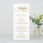 Chic Imitats Gold Foil Wedding Menu Template Menükarte (Stehend Vorderseite)
