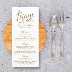 Chic Imitats Gold Foil Wedding Menu Template Menükarte