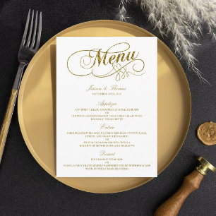 Chic Imitats Gold Foil Wedding Menu Template Menükarte