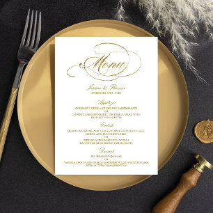 Chic Imitats Gold Foil Wedding Menu Template Menükarte