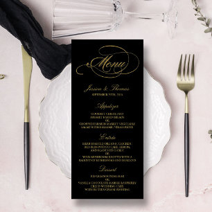 Chic Imitats Gold Foil Wedding Menu Template Menükarte