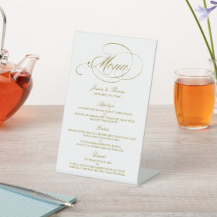 Chic Imitats Gold Foil Wedding Menu Template Sockelschild