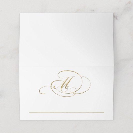 Chic Imitats Gold Foil Wedding Platzkarte Template (Außenseite Aufgefaltet)