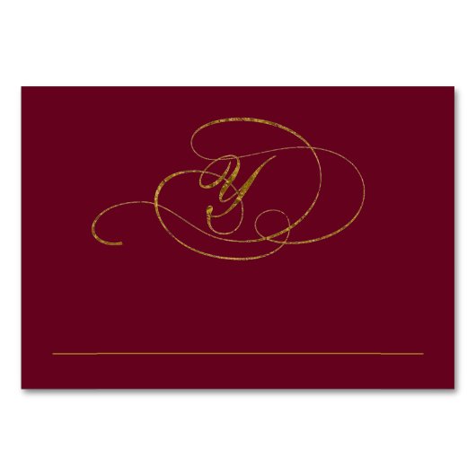 Chic Imitats Gold Foil Wedding Platzkarte - Y Tischnummer (Vorderseite)
