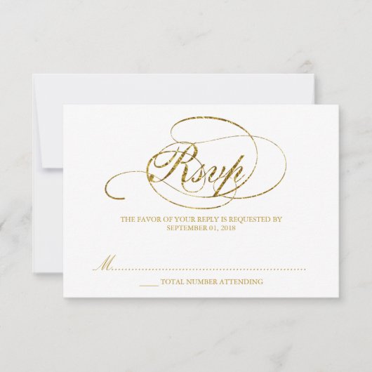 Chic Imitats Gold Foil Wedding RSVP Vorlage (Vorderseite)