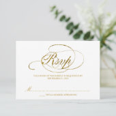 Chic Imitats Gold Foil Wedding RSVP Vorlage (Stehend Vorderseite)