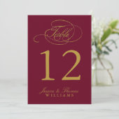 Chic Imitats Gold Foil Wedding Tischnummer Cards (Stehend Vorderseite)